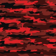 
Vector red camo background, trendy seamless pattern, street design. Disguise - obrazy, fototapety, plakaty