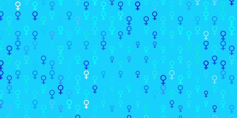 Light BLUE vector backdrop with women power symbols.