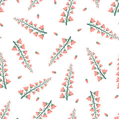Colorful seamless floral pattern - hand drawn delicate design. Repeatable white background with flowes. Spring endless print. Vector illustration