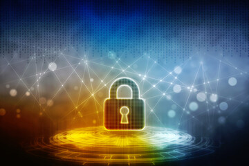 2d illustration Safety concept: Closed Padlock on digital background

