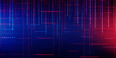 2d illustration abstract digital binary data on computer screen