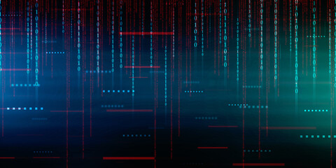 2d illustration abstract digital binary data on computer screen