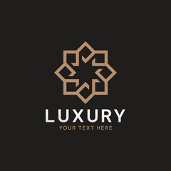 Luxury gold geometric flower logo design