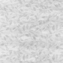 White, gray wallpaper. Paper texture with leaves. Background with empty copy space for text. Minimalist backdrop. Empty template design