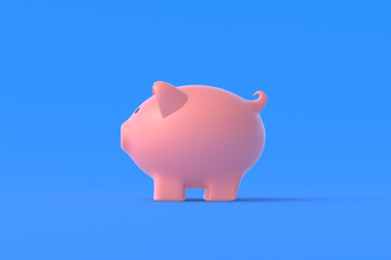 Piggy bank on blue background. 3d render