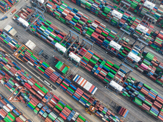 Top down view of Hong Kong cargo terminal port