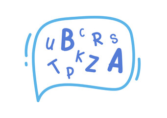 Reading study and alphabet letters speech bubble concept flat vector illustration.