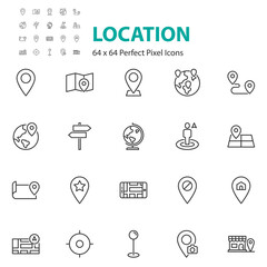 set of location icons, destination, navigator, address,