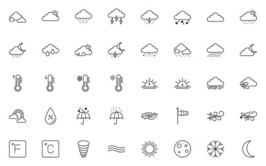 set of weather icons, temperature, rain, climate