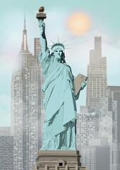 Obraz premium statue of liberty city