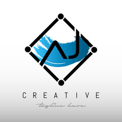 Initial AJ Square Framed Letter Logo Design. Creative Letter AJ Logo Design.