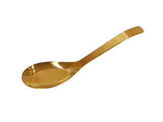 Stylish clean gold spoon on white background.