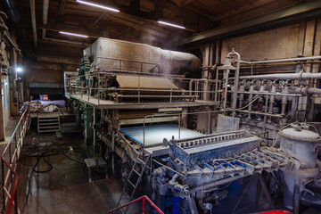 Waste paper recycling plant. Machine for production of paper rolls