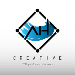 Initial AH Square Framed Letter Logo Design. Creative Letter AH Logo Design.