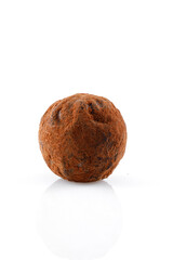 Chocolate candy truffle isolated on a white background. Full depth of field. Close-up.