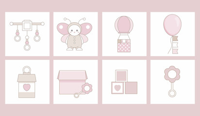 Trendy baby and children elements. Baby Shower decorations