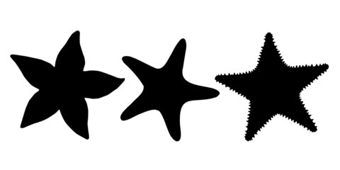 Set black starfish sign icon on white background. Vector clipart illustration