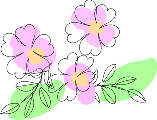 flower in line art with leaves