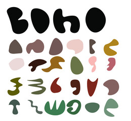 Boho shape in color earth tone art collection