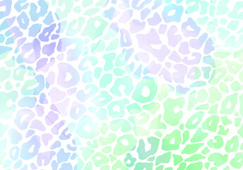 Watercolor leopard animalier wallpaper in chilly colors