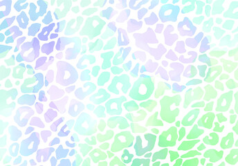 Watercolor leopard animalier wallpaper in chilly colors