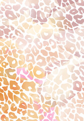 Leopard watercolor in warm colors background