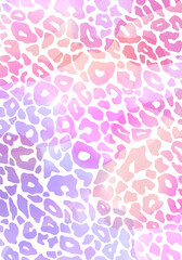 Pink animalier background in watercolor style