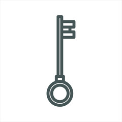 Old Antique Key simple line icon