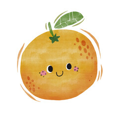 Watercolor cute orange cartoon character.