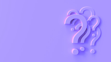 Large Question mark in purple colors 3d render.