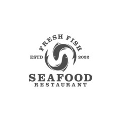 seafood restaurant logo in vintage style