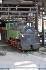 Alte Dampflok, Eisenbahn steht in der Weltkulturerbe Völklinger Hütte, Völklingen, Saarland,...