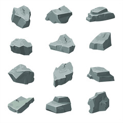 Set of cartoon grey stones