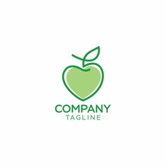 line art fruit apple logo design