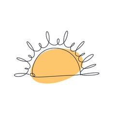 Set line art sun. One line drawing © Елена Сорокина