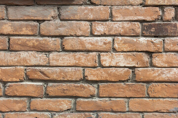 Old brick wall.Texture background of a wall made of old red brick.