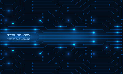 Fototapeta premium Abstract circuit board digital technology futuristic dark blue concept background. Electronic hi tech motherboard concept. Dark blue technologies background. Vector illustration