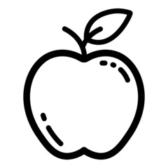 Apple Vegan Fresh Fruit Flat Icon Isolated On White Background