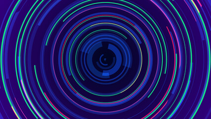 Abstract circle blue neon future technology background.