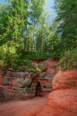 Caves in the red rocks