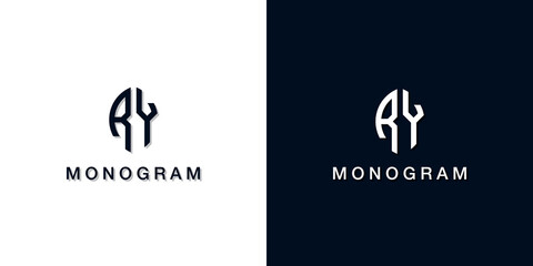 Leaf style initial letter RY monogram logo. - obrazy, fototapety, plakaty