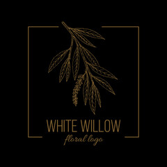 White willow floral hand drawn logo template © foxyliam