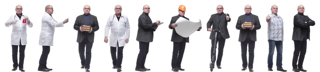collage of a man in full growth displaying many professions and position