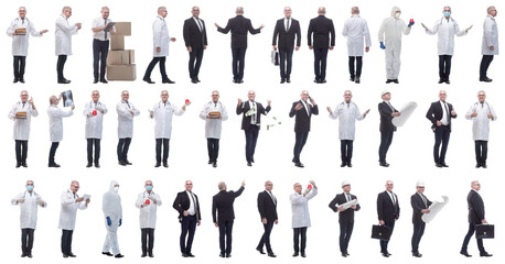 collage of a man in full growth displaying many professions and position © ASDF