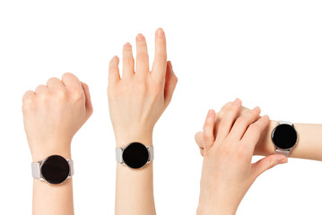 Smart watch on woman hand isolated