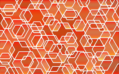 abstract vector stained-glass mosaic background - red and orange hexagons