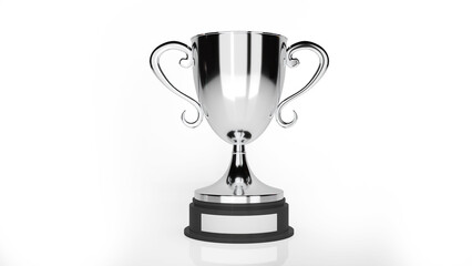 The silver trophy of 2nd place got a silver trophy,isolated on white background,3d rendering