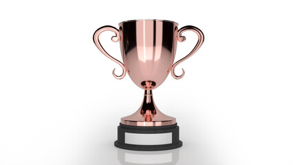 The bronze trophy of 3rd place got a bronze trophy,isolated on white background,3d rendering