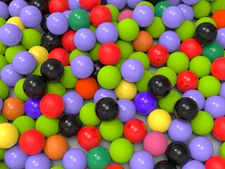 Realistic colorful spheres plastic bubbles glossy balls 3d geometric shapes abstract background