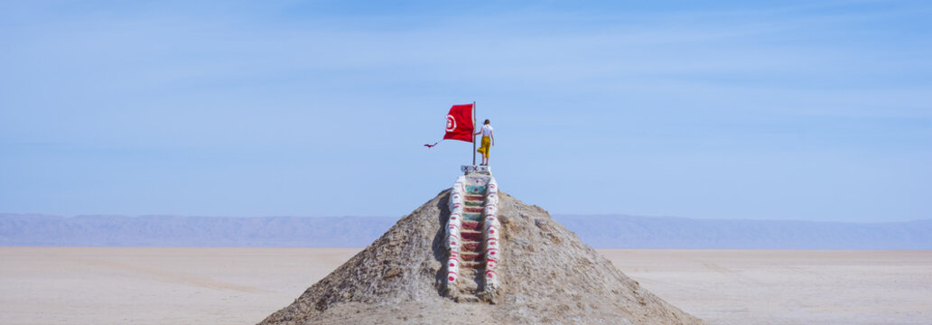 Chott el Jerid salt lake in southern Tunisia